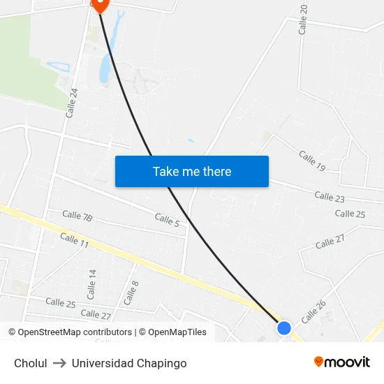 Cholul to Universidad Chapingo map