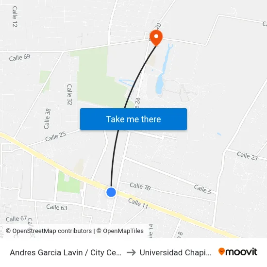 Andres Garcia Lavin / City Center to Universidad Chapingo map