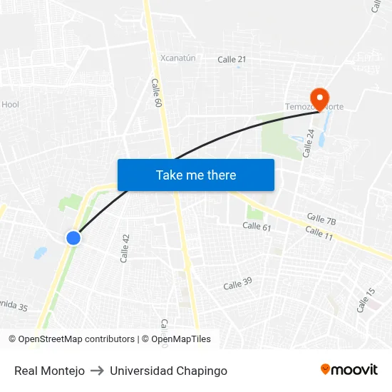 Real Montejo to Universidad Chapingo map