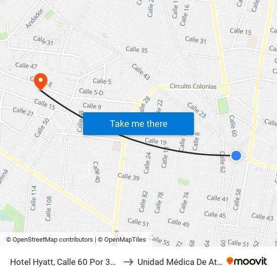 Hotel Hyatt, Calle 60 Por 35 Y Avenida Colón, Centro to Unidad Médica De Atención Ambulatoria map