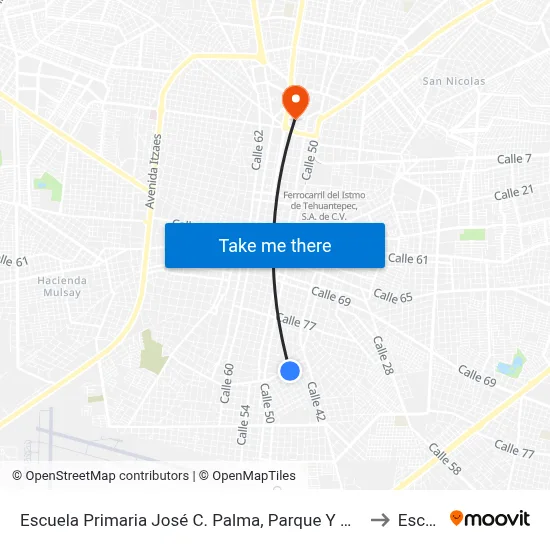 Escuela Primaria José C. Palma, Parque Y M+Odulo Médico Santa Rosa, Avenida 1o. De Mayo Por Calle 97 Y 95, Santa Rosa to Escuela Modelo map