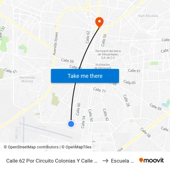 Calle 62 Por Circuito Colonias Y Calle 113, Castilla Cámara to Escuela Modelo map