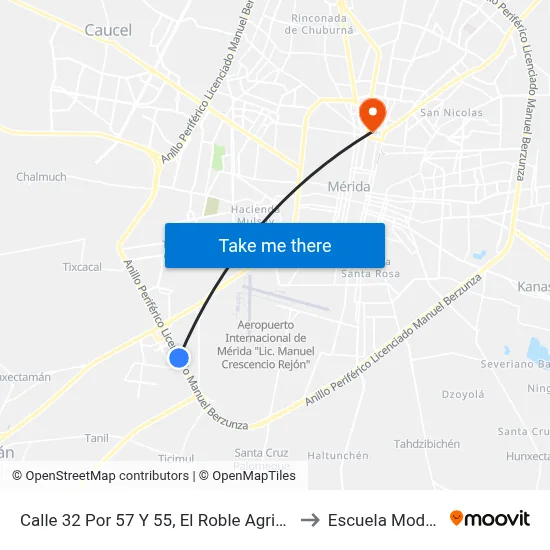 Calle 32 Por 57 Y 55, El Roble Agricola to Escuela Modelo map
