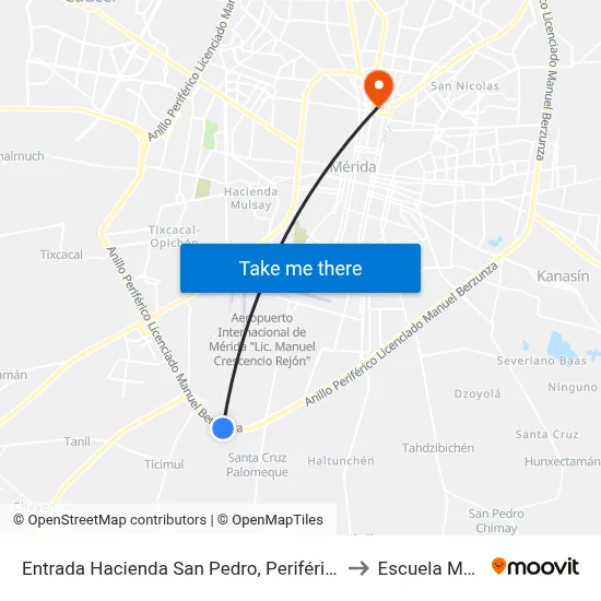 Entrada Hacienda San Pedro, Periférico Por 94c to Escuela Modelo map