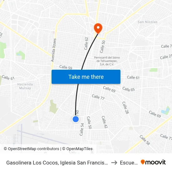 Gasolinera Los Cocos, Iglesia San Francisco De Asís, Calle 60 Por 101 Y 95, Dolores Otero to Escuela Modelo map