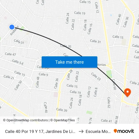 Calle 40 Por 19 Y 17, Jardines De Lindavista to Escuela Modelo map