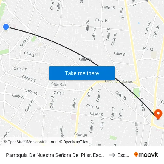 Parroquia De Nuestra Señora Del Pilar, Escuela Secundaria Técnica Num. 55, Calle 44d Por 21a Y 21b,  Lindavista to Escuela Modelo map