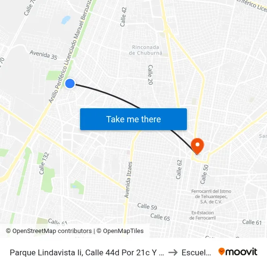 Parque Lindavista Ii, Calle 44d Por 21c Y 44e, Fraccionamiento Lindavista II to Escuela Modelo map