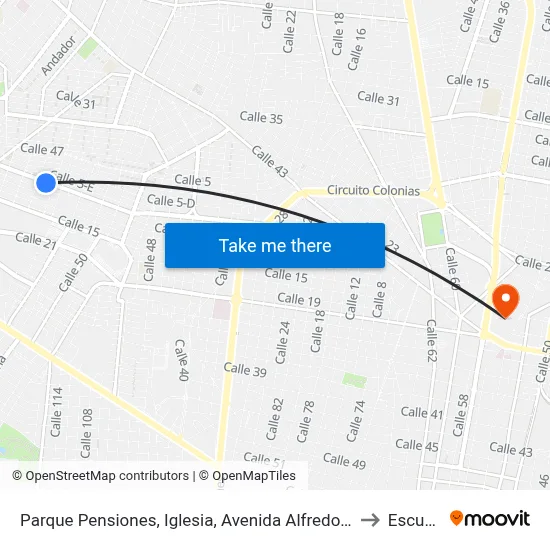 Parque Pensiones, Iglesia, Avenida Alfredo Vazquez Por Calle 64 Y 62, Residenciales Pensiones Iv to Escuela Modelo map