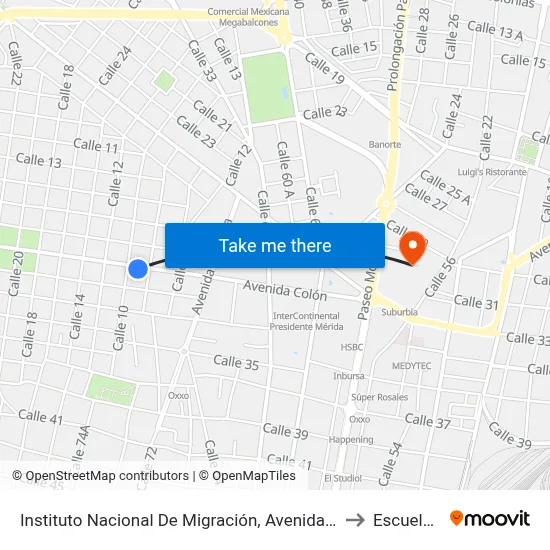 Instituto Nacional De Migración, Avenida Colón Por 10 Y 8, García Ginerés to Escuela Modelo map