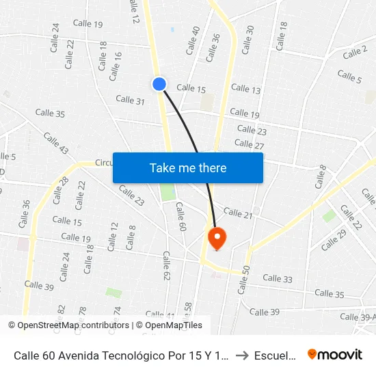 Calle 60 Avenida Tecnológico Por 15 Y 13a, Fraccionamiento Campestre to Escuela Modelo map