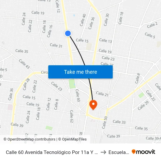 Calle 60 Avenida Tecnológico Por 11a Y 11, Fraccionamiento Del Norte to Escuela Modelo map
