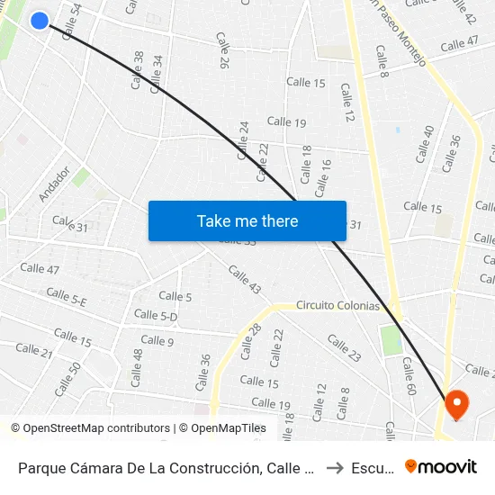 Parque Cámara De La Construcción, Calle 58 Por 71 Y 69, Fraccionamiento Cámara De La Construcción to Escuela Modelo map