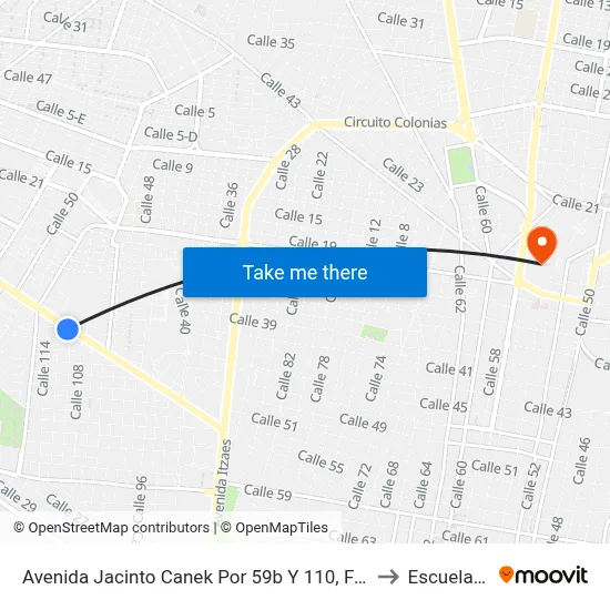 Avenida Jacinto Canek Por 59b Y 110, Fraccionamiento Yucalpetén to Escuela Modelo map