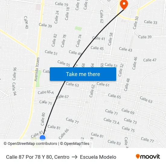 Calle 87 Por 78 Y 80, Centro to Escuela Modelo map
