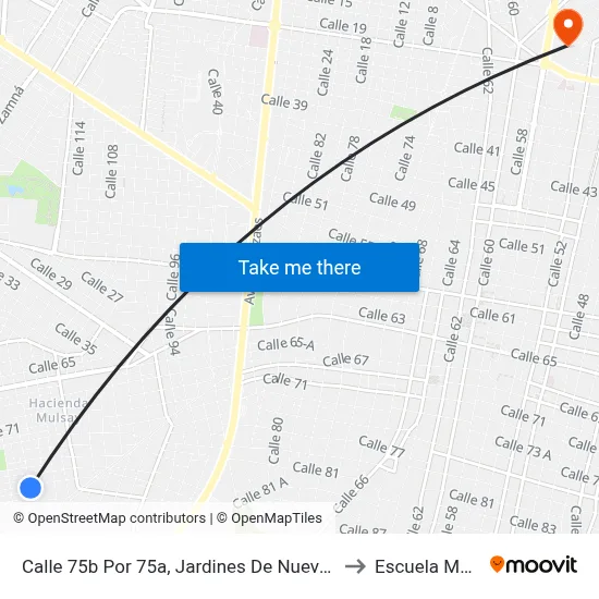 Calle 75b Por 75a, Jardines De Nueva Musay III to Escuela Modelo map
