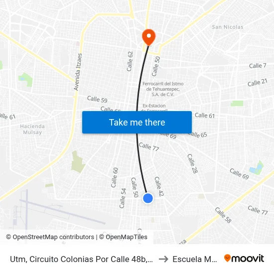 Utm, Circuito Colonias Por Calle 48b, Santa Rosa to Escuela Modelo map