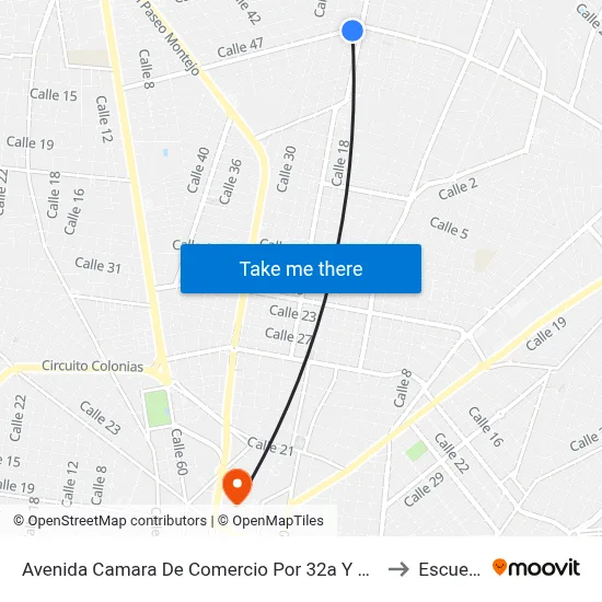 Avenida Camara De Comercio Por 32a Y Avenida Andrés Gracía Lavín San Ramón Norte to Escuela Modelo map