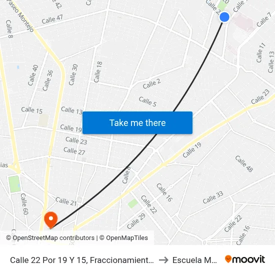Calle 22 Por 19 Y 15, Fraccionamiento Altabrisa to Escuela Modelo map