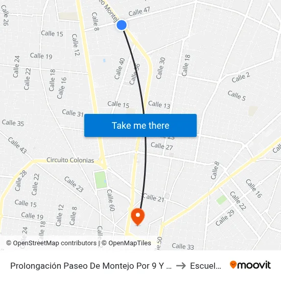 Prolongación Paseo De Montejo Por 9 Y 42, Fraccionamiento Campestre to Escuela Modelo map