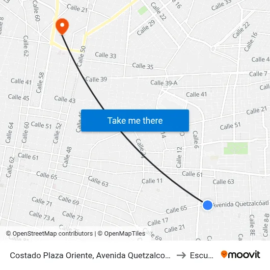 Costado Plaza Oriente, Avenida Quetzalcoatl Por Circuito Colonias Y Calle 16, Colonia Miraflores to Escuela Modelo map