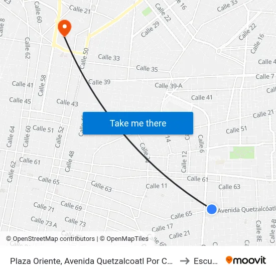 Plaza Oriente, Avenida Quetzalcoatl Por Calle 20 Y Circuito Colonias, Colonia Cortés Sarmiento to Escuela Modelo map