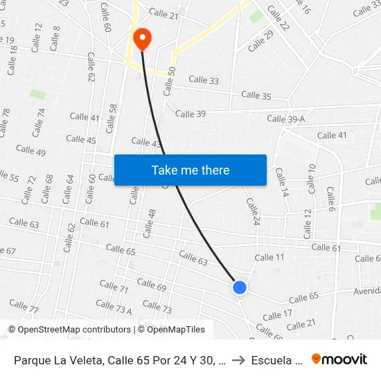 Parque La Veleta, Calle 65 Por 24 Y 30, Jardines De Miraflores to Escuela Modelo map
