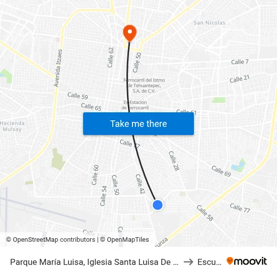 Parque María Luisa, Iglesia Santa Luisa De Marillac. Circuito Colonias Por 18 Y Calle 20, Colonia María Luisa to Escuela Modelo map