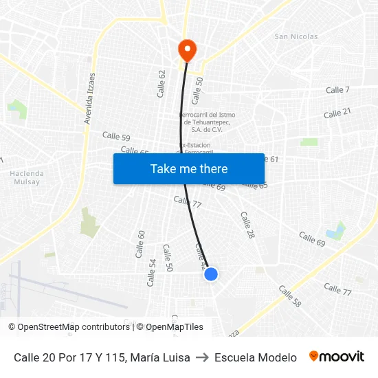 Calle 20 Por 17 Y 115, María Luisa to Escuela Modelo map