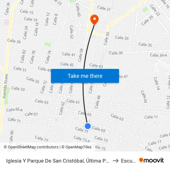 Iglesia Y Parque De San Cristóbal, Última Parada Llegando Al Centro Histórico, Calle 69 Por 48 Y 50, Centro to Escuela Modelo map