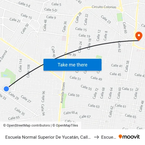 Escuela Normal Superior De Yucatán, Calle 29 Por 116 Y 118, Fraccionamiento Yucalpetén to Escuela Modelo map