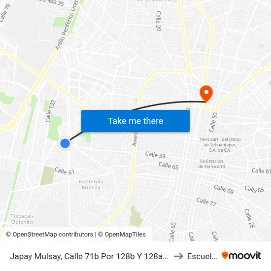 Japay Mulsay, Calle 71b Por 128b Y 128a, Fraccionamiento Bosques De Yucalpetén to Escuela Modelo map