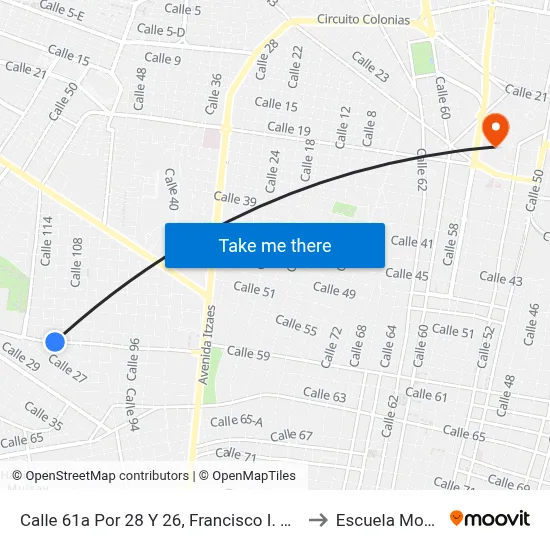Calle 61a Por 28 Y 26, Francisco I. Madero to Escuela Modelo map