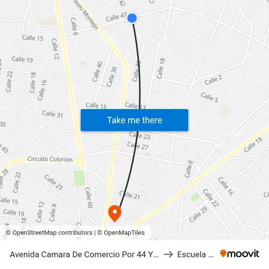 Avenida Camara De Comercio Por 44 Y 42, Villas La Hacienda to Escuela Modelo map