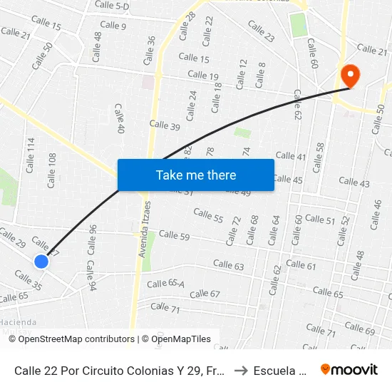 Calle 22 Por Circuito Colonias Y 29, Francisco I. Madero to Escuela Modelo map