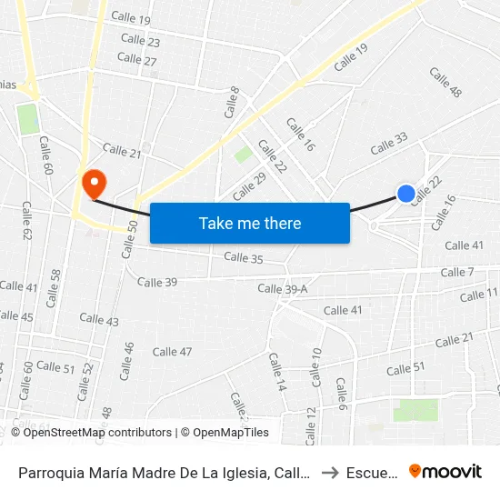 Parroquia María Madre De La Iglesia, Calle 126 Por 14 Y 16, Colonia San Juan Grande to Escuela Modelo map