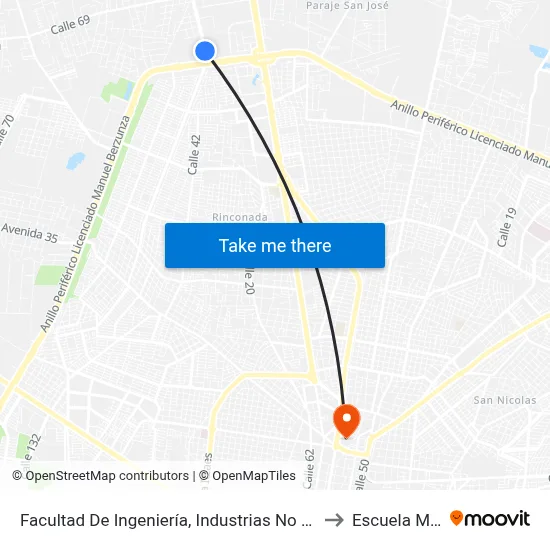 Facultad De Ingeniería, Industrias No Contaminantes to Escuela Modelo map