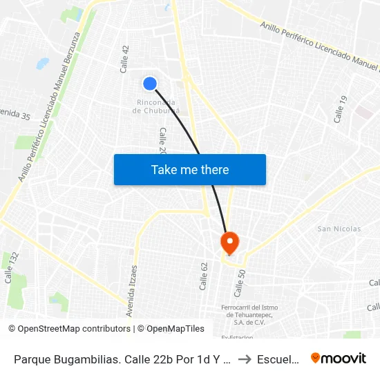 Parque Bugambilias. Calle 22b Por 1d Y 3, Fraccionamiento Bugambilias to Escuela Modelo map
