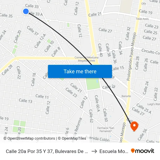 Calle 20a Por 35 Y 37, Bulevares De Chuburná to Escuela Modelo map