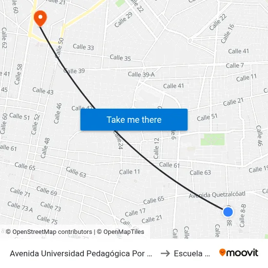 Avenida Universidad Pedagógica Por 15h Y 8e, Vergel 65 to Escuela Modelo map