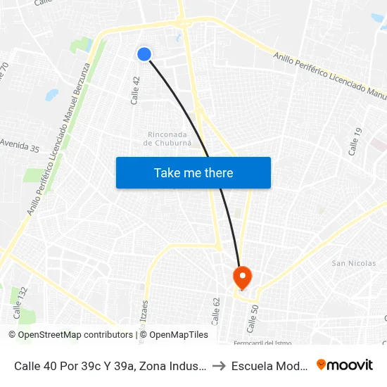 Calle 40 Por 39c Y 39a, Zona Industrial to Escuela Modelo map