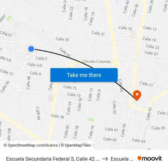 Escuela Secundaria Federal 5, Calle 42 Por 20 Y 117, Limones to Escuela Modelo map