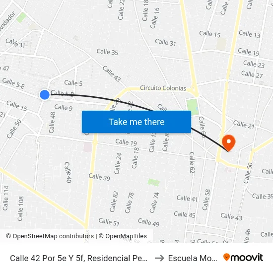 Calle 42 Por 5e Y 5f, Residencial Pensiones. to Escuela Modelo map