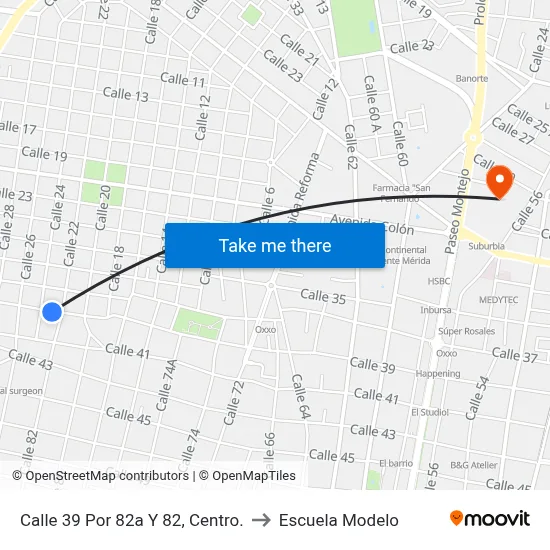 Calle 39 Por 82a Y 82, Centro. to Escuela Modelo map