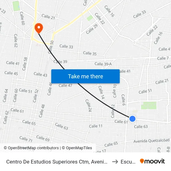 Centro De Estudios Superiores Ctm, Avenida Fidel Velázquez Por 16 Y Circuito Colonias, Esperanza to Escuela Modelo map