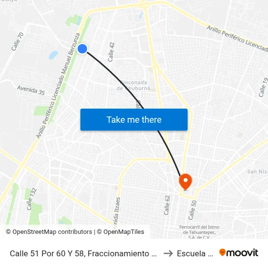 Calle 51 Por 60 Y 58, Fraccionamiento Francisco De Montejo II to Escuela Modelo map