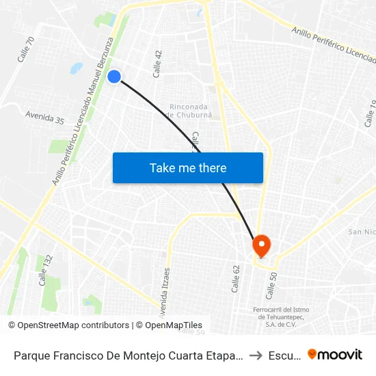 Parque Francisco De Montejo Cuarta Etapa, Calle 58 Por 53g Y 53h, Fraccionamiento Francisco De Montejo II to Escuela Modelo map