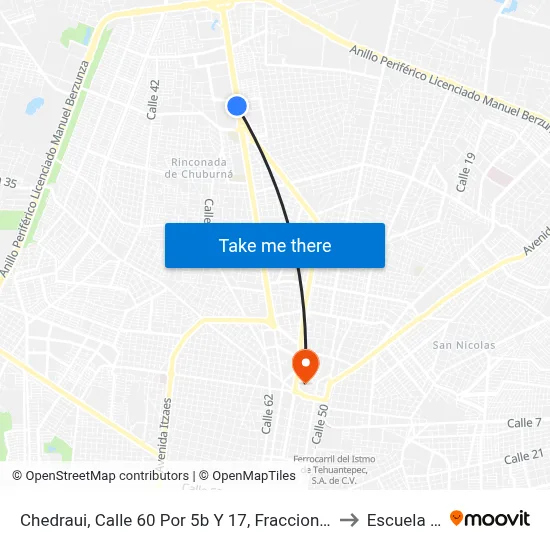 Chedraui, Calle 60 Por 5b Y 17, Fraccionamiento Gonzalo Guerrero to Escuela Modelo map