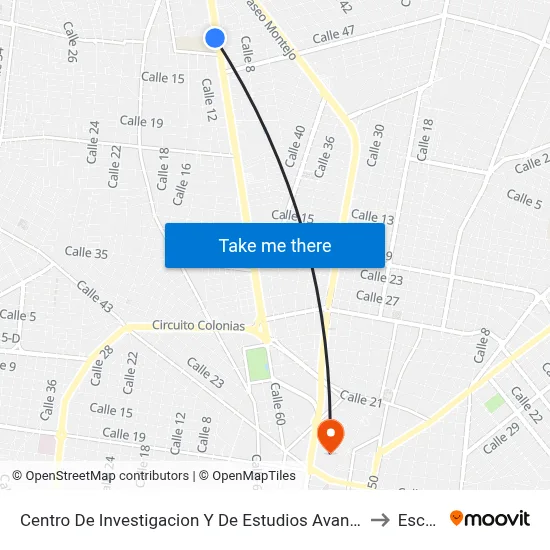 Centro De Investigacion Y De Estudios Avanzados Del Ipn - Unidad Mérida, Calle 60 Por 27 Y 13, Fraccionamiento Cordemex to Escuela Modelo map