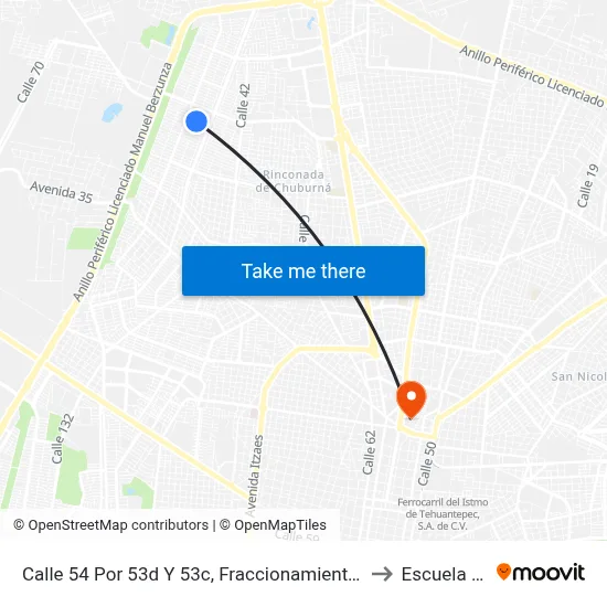 Calle 54 Por 53d Y 53c, Fraccionamiento Francisco De Montejo to Escuela Modelo map